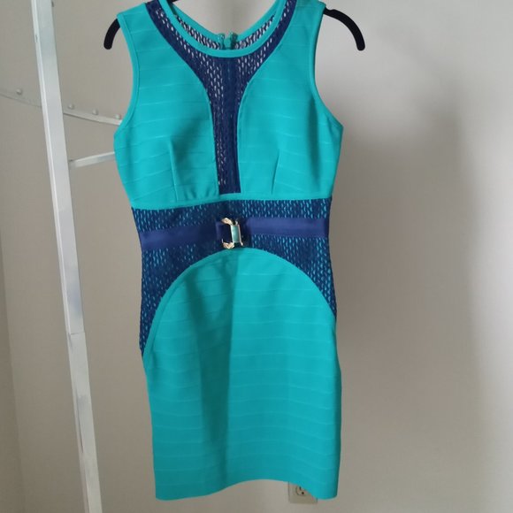 Aqua & Navy body con dress - Picture 2 of 11